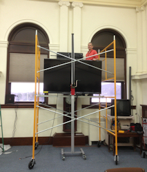 Lift with 80" TV installed in Courthouse